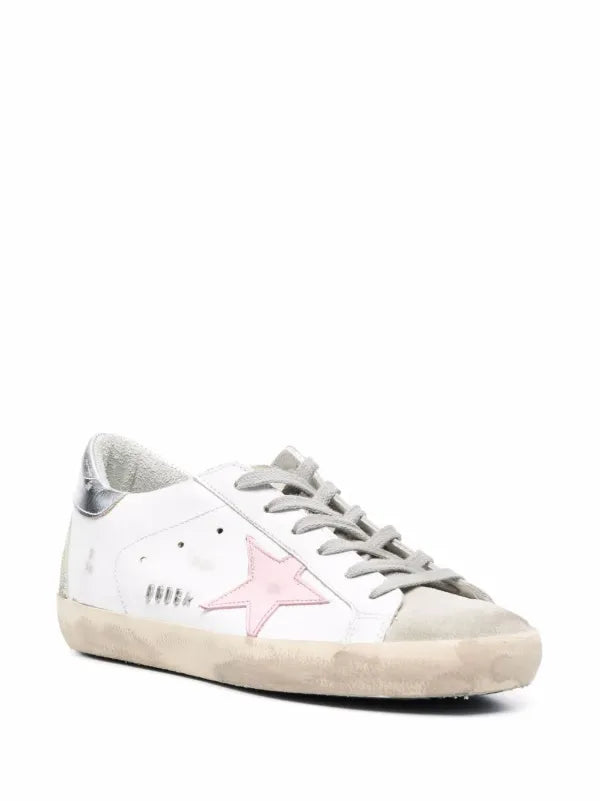 star-patch leather low-top sneakers